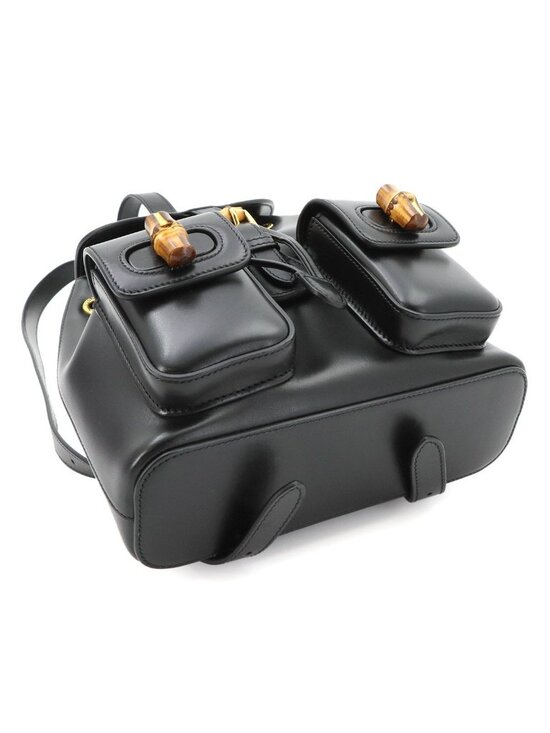 Gucci Bamboo Backpack Leather Black Gold main image 5